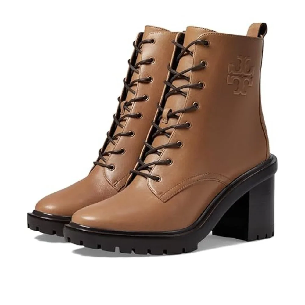 NEW Tory Burch 95 mm DOUBLE T LUG ANKLE BOOT in Almond Flour 25M2 - Picture 7 of 9